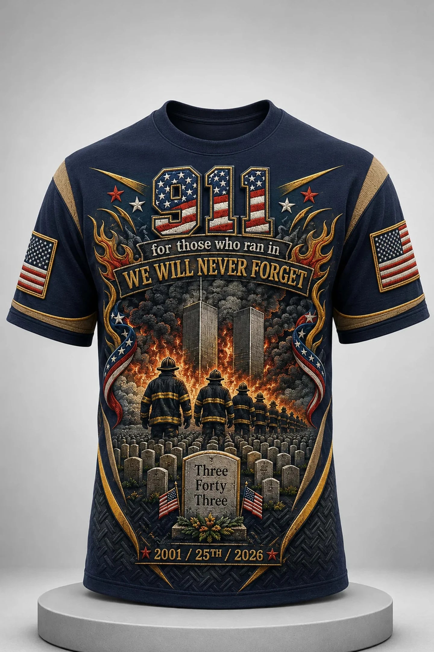 Remember 911 For Those Who Ran In We Will Never Forget Shirt Patriot Day T-Shirt Dad Gifts - Merchluma