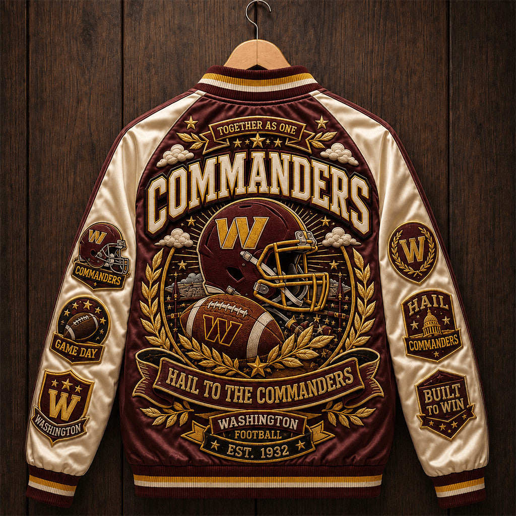 Washington Commanders Merch Hail to the Commanders Varsity Jacket Washington Football Fan Gear - Merchluma