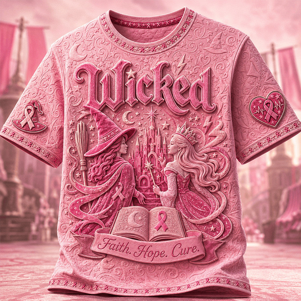 Wicked Witch Princess Breast Cancer Awareness Shirt Faith Hope Cure Pink Ribbon T-Shirt Women - Merchluma