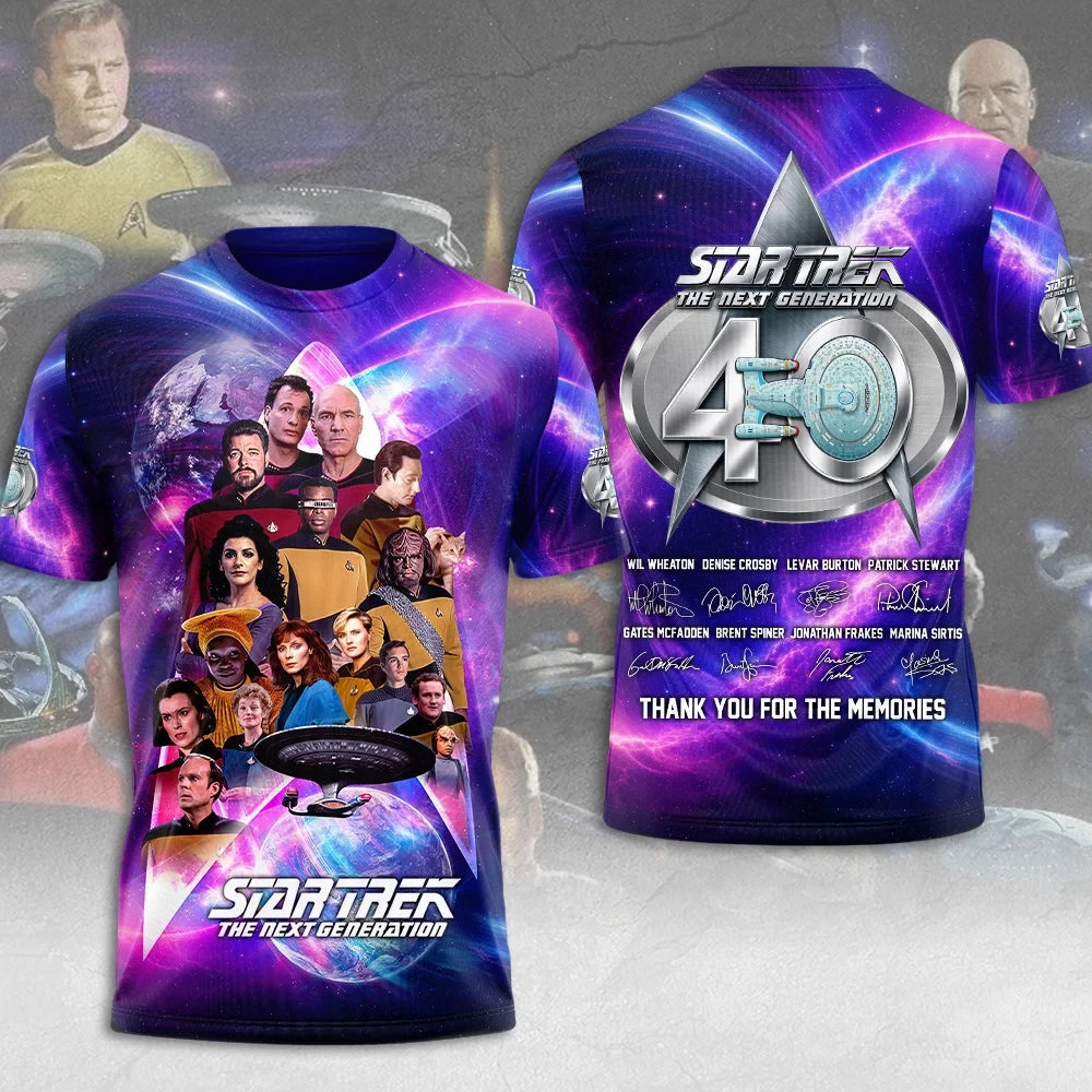 Star Trek Merch The Next Generation 40th Anniversary T-Shirt 1987 2027 Cast Tribute Graphic Tee - Merchluma