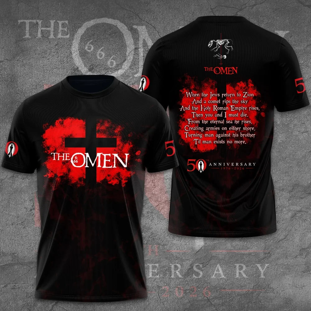 The Omen 50 Years Anniversary Shirt Damien Horror Movie 1976-2026 T-Shirt The Omen Merch - Merchluma