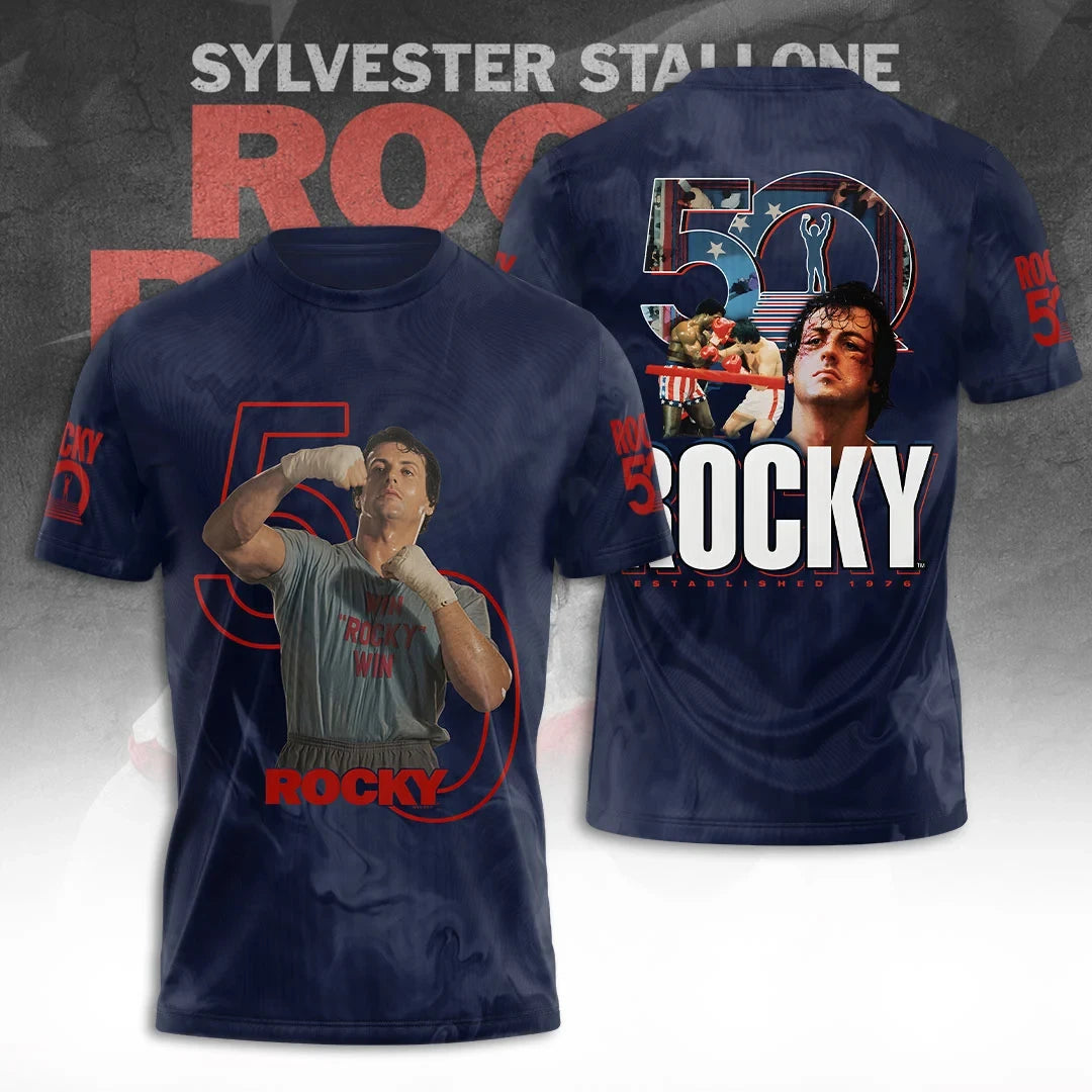 Rocky Balboa 50th Anniversary T-Shirt 50 Years Classic Movie Boxing Fan Graphic Tee Rocky Merch - Merchluma