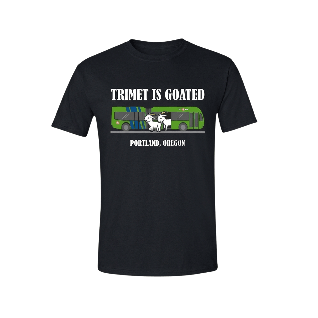 Trimet Is Goated Portland Oregon Shirt Funny Public Transit Bus Goat Graphic T-Shirt - Merchluma