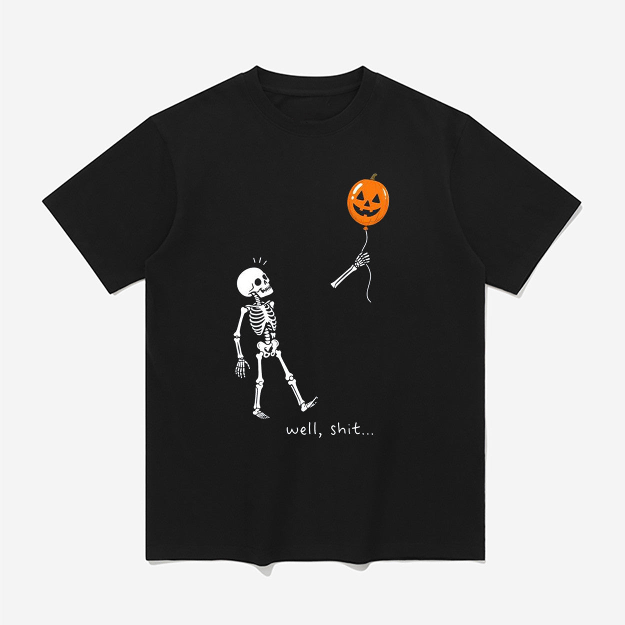 Well Shit Skeleton Halloween Pumpkin Balloon Shirt Halloween T-Shirt Gifts For Friends - Merchluma