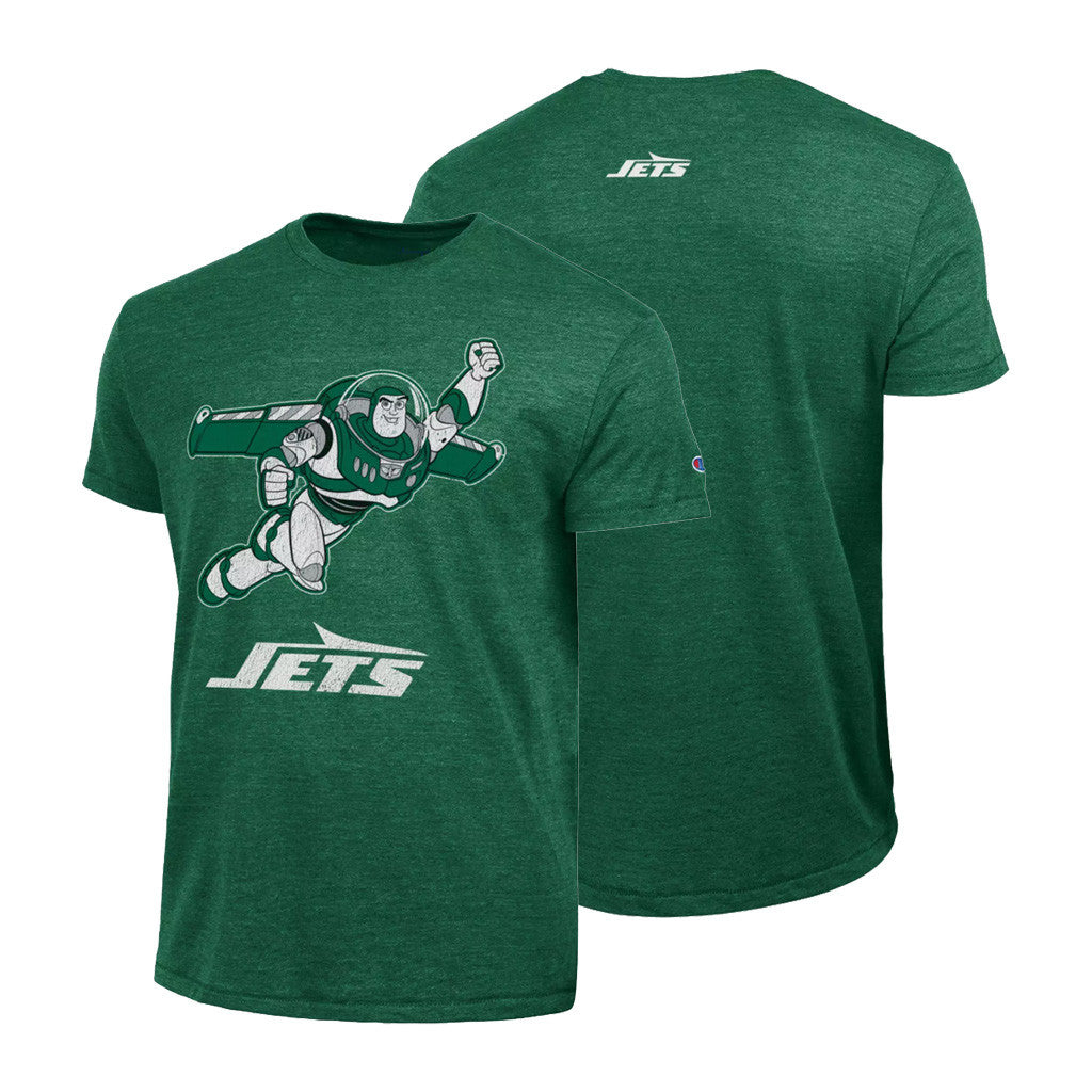 The Disney X NFL Champion NFL Merch 2026 Buzz Lightyear New York Jets T-Shirt Jets Disney Collab Merch - Merchluma