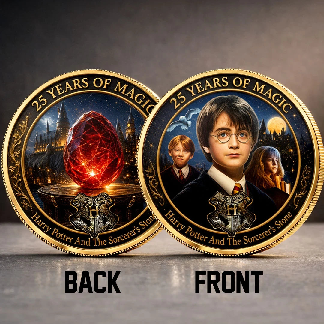 Harry Potter 25th Anniversary Commemorative Coin Harry Hermione Ron Wizarding World Merch - Merchluma
