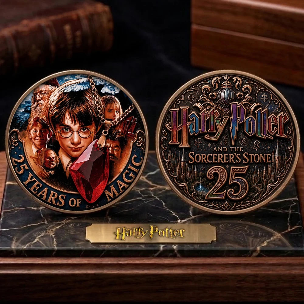 Harry Potter 25th Anniversary Commemorative Coin Hogwarts 25 Years Of Magic Wizarding World Merch - Merchluma