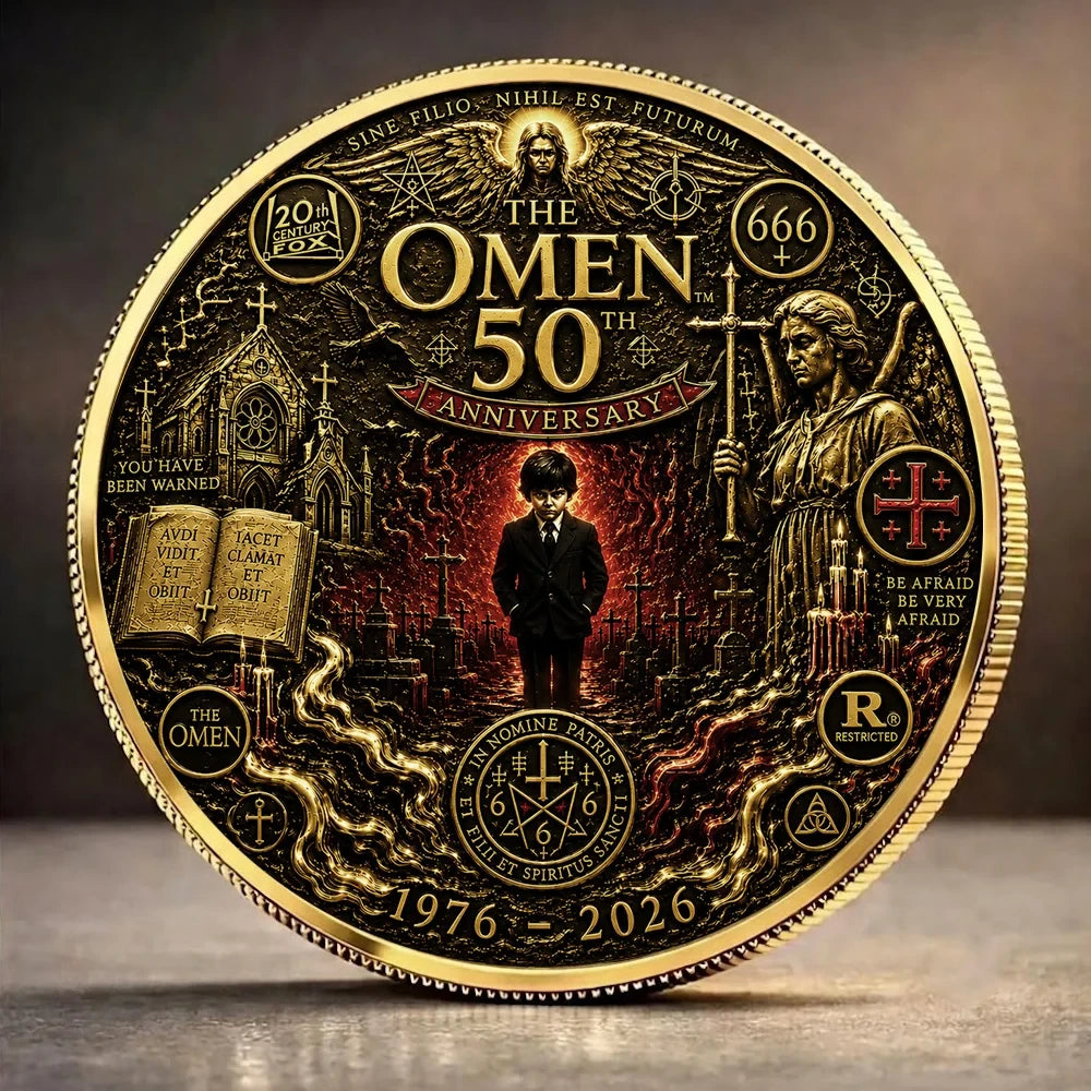 The Omen 50 Years Anniversary Coin 1976-2026 Horror Film Collector Keepsake The Omen Merch - Merchluma