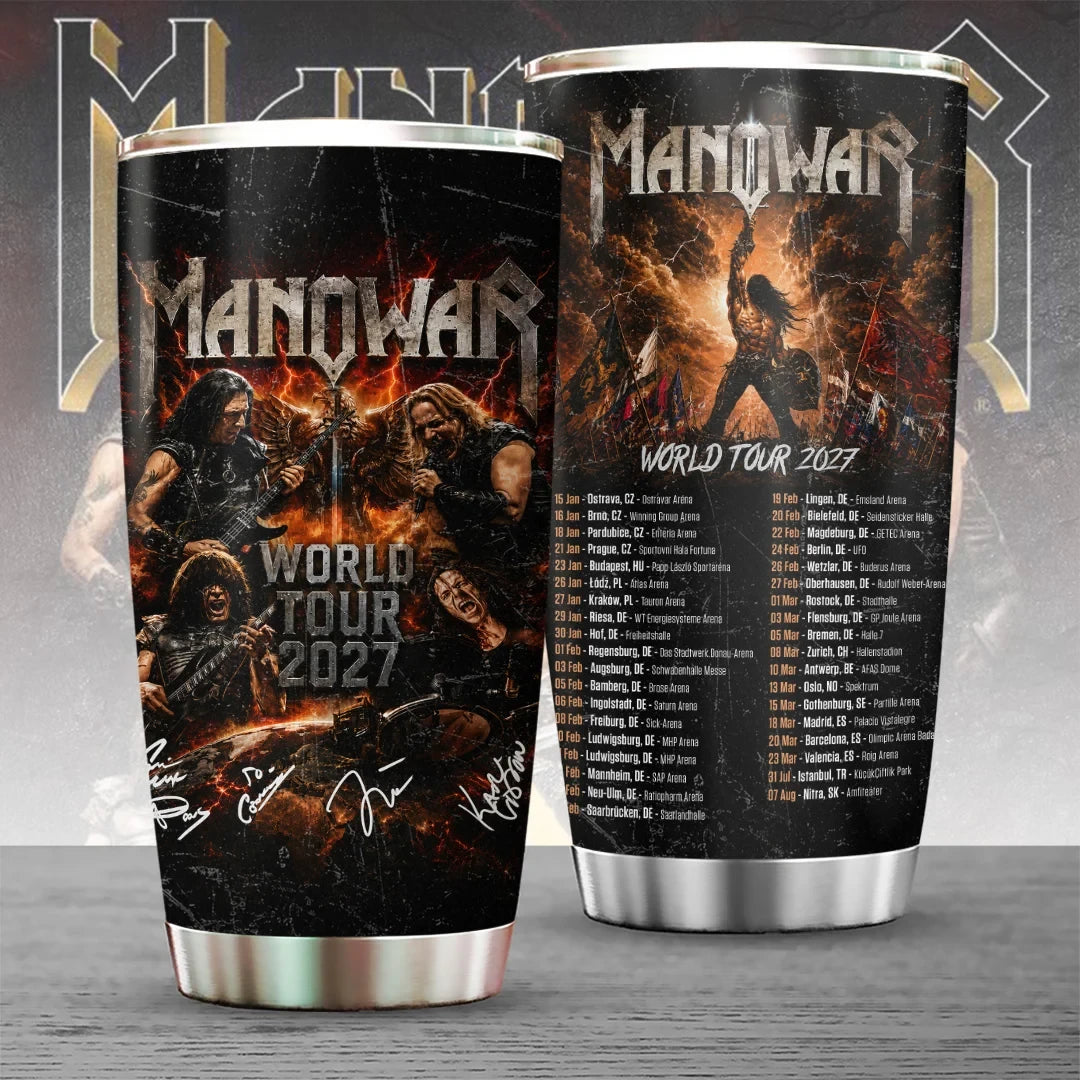 Manowar World Tour 2027 Tumbler Heavy Metal Kings Of Metal Music Fan Cup Manowar Merchandise - Merchluma