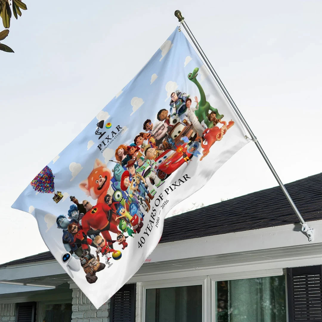 Pixar 40 Years Of Magic 1986 2026 Anniversary Flag Animation Movie Characters Flag Pixar Merch - Merchluma