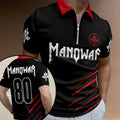 Manowar 2027 World Tour Zip Polo Shirt Kings Of Metal Heavy Metal Concert Apparel Manowar Merch - Merchluma