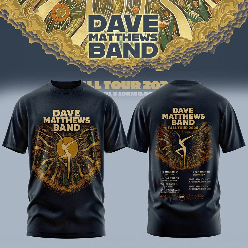 Dave Matthews Band Fall Tour 2026 T-Shirt Navy Dave Matthews Merch Best Gifts For Music Lovers - Merchluma