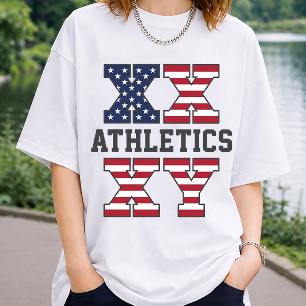 XX XY Athletics Patriotic American Flag Sports USA T-Shirt Gifts For Sports Lovers - Merchluma