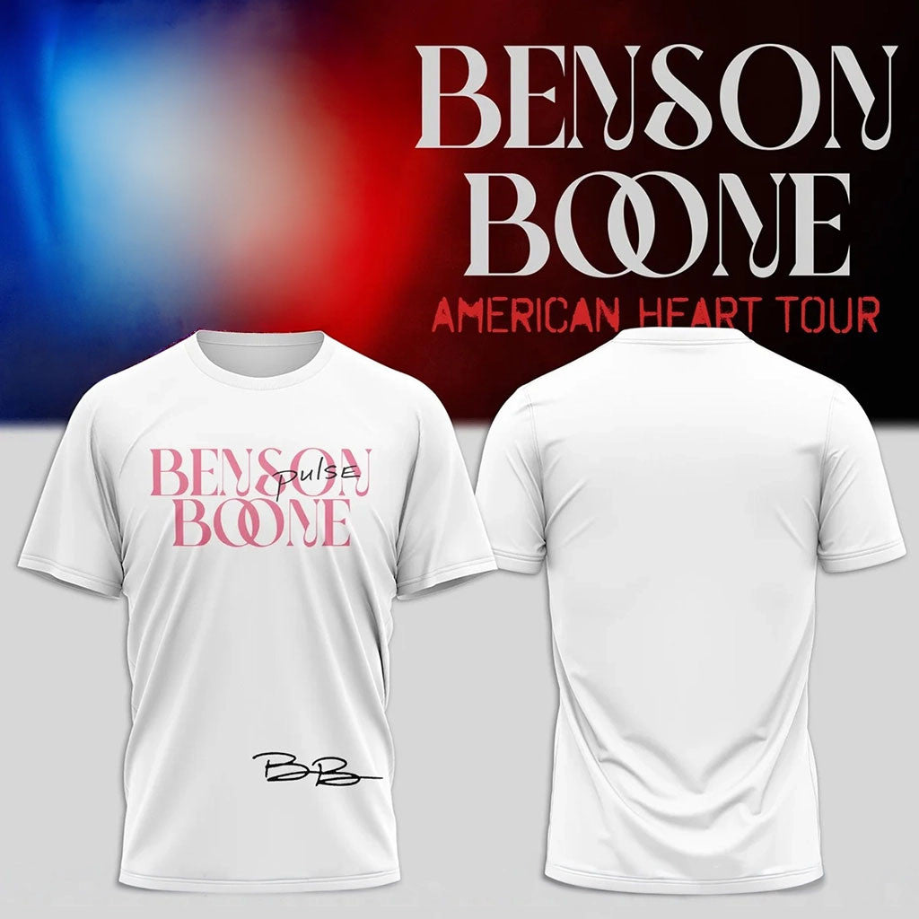 Benson Boone Merch 2026 American Heart Tour Signed T-Shirt Best Gift For Music Fans - Merchluma
