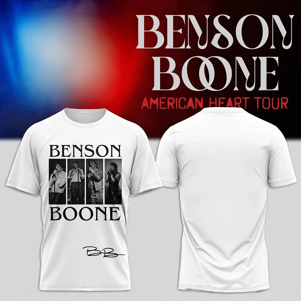 Benson Boone Merch 2026 American Heart Tour Signed T-Shirt Portrait Shirt Gift For Music Lovers - Merchluma