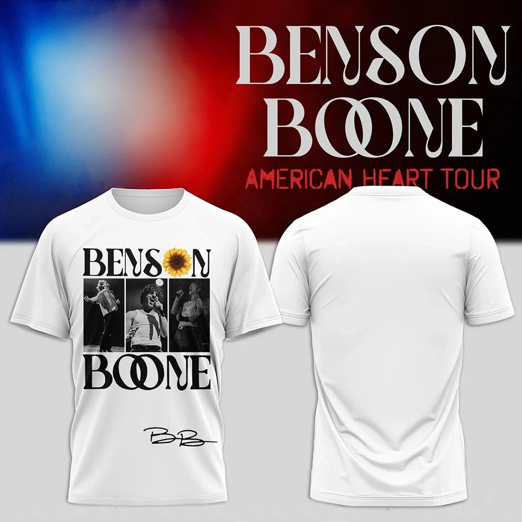 Benson Boone Merch 2026 Benson Boone American Heart Tour T-Shirt Portrait Shirt Music Fan Gifts - Merchluma