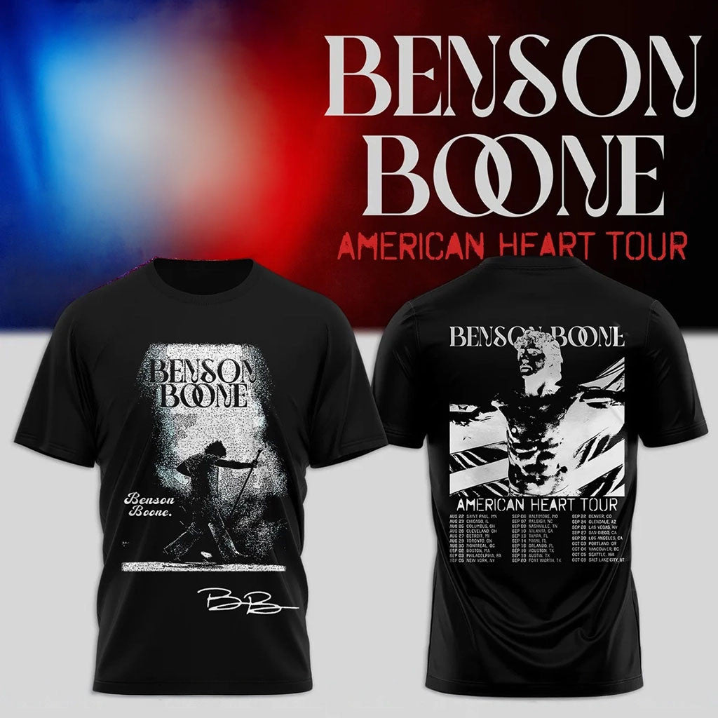 Benson Boone Merch 2026 American Heart Tour T-Shirt Tour Dates Concert Shirt Gift For Fans - Merchluma