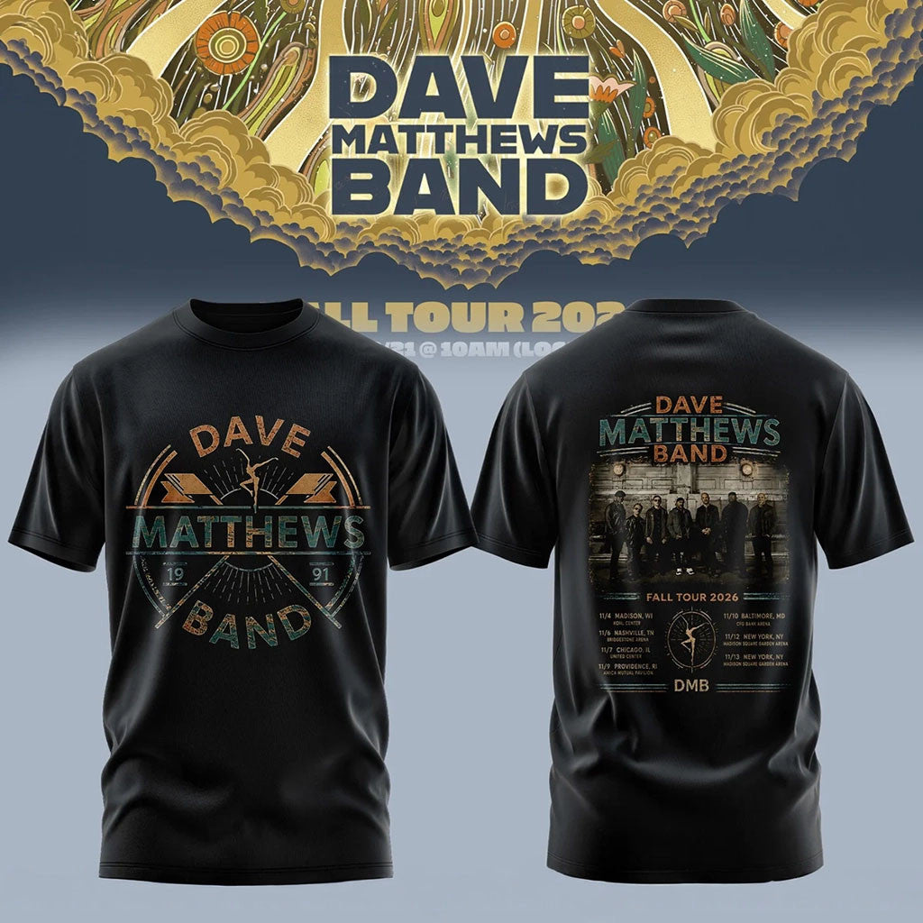 Dave Matthews Band Fall Tour 2026 T-Shirt Dave Matthews Merch Gifts For Music Lovers - Merchluma