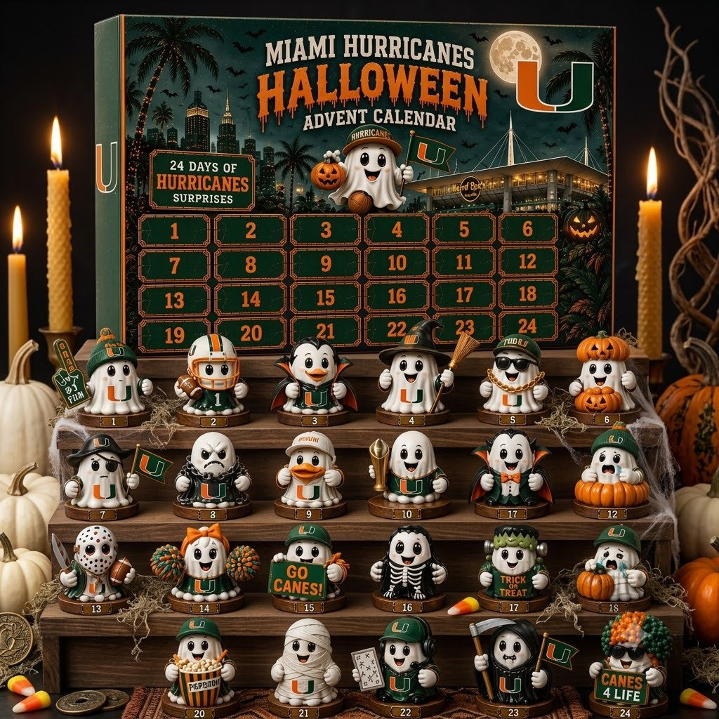 Miami Hurricanes Halloween Advent Calendar Hurricanes Merch Gifts For Football Fan - Merchluma
