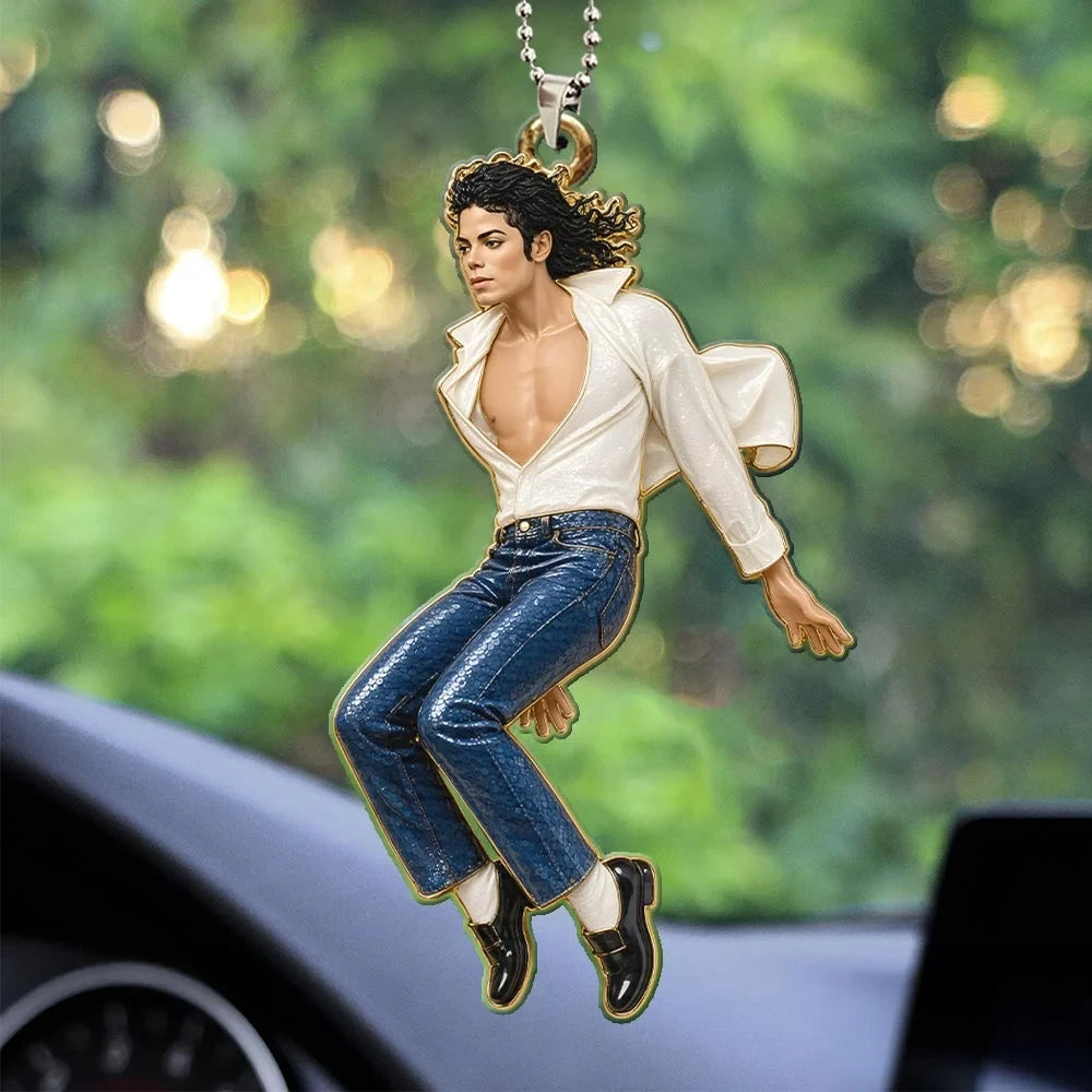 Michael Jackson Merch King Of Pop Acrylic Car Ornament Rock With You Music Lover Fan Gifts - Merchluma