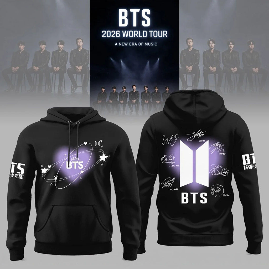 BTS World Tour 2026 Hoodie Black BTS Merch Kpop Fan Gear Best Gifts For Friends - Merchluma