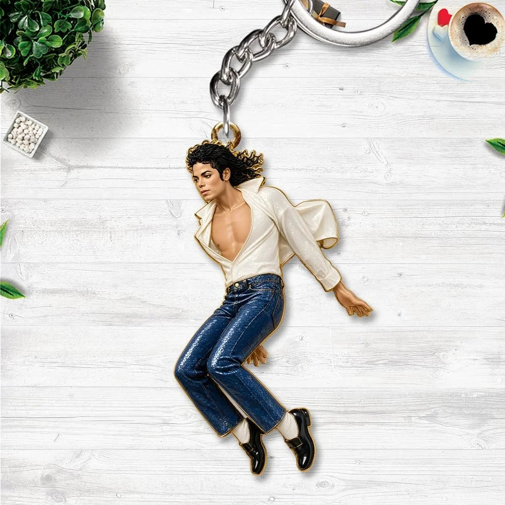 Michael Jackson Rock With You Keychain Vintage Style King Of Pop Music Merch Gifts For Fans - Merchluma