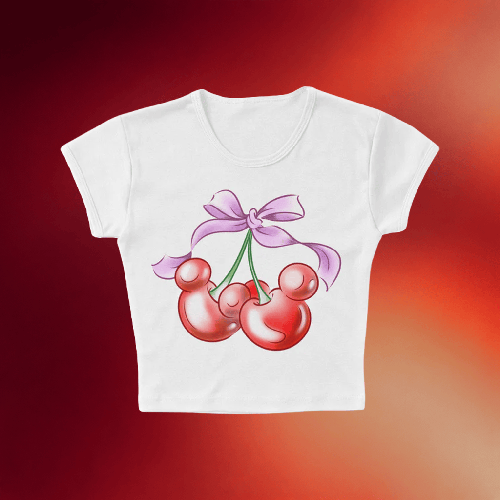 Rope Drop Threads Merch 2026 Cherries Baby Tee White Best Gifts For Girlfriend - Merchluma