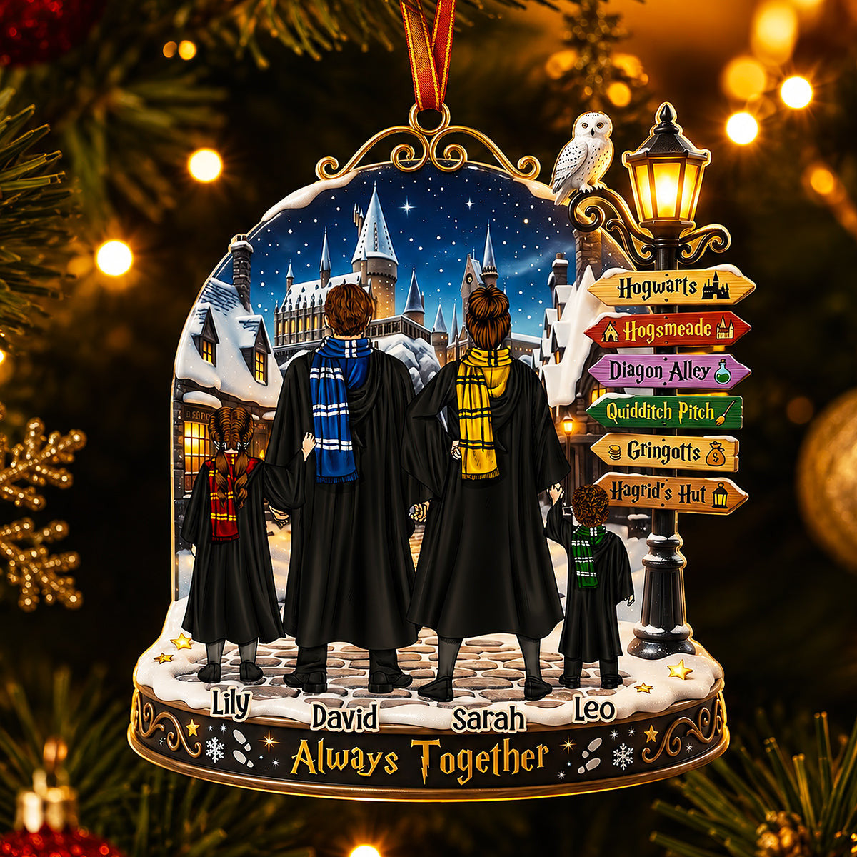 Personalized Harry Potter Family Christmas Ornament Hogwarts Always Together Xmas Tree Decor - Merchluma