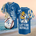 Custom Kansas City Royals Sluggerrr Mascot Baseball Jersey Let's Go Royals Merch Gifts For Fans - Merchluma