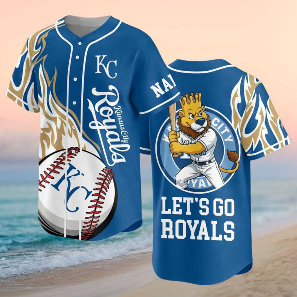 Custom Kansas City Royals Sluggerrr Mascot Baseball Jersey Let's Go Royals Merch Gifts For Fans - Merchluma