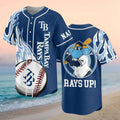 Custom Tampa Bay Rays Raymond Mascot Rays Up Flames Baseball Jersey Rays Merch Gifts For Fan - Merchluma