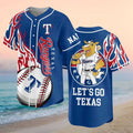 Custom Texas Rangers Captain Mascot Let's Go Texas Baseball Jersey Rangers Merch Gifts For Fan - Merchluma