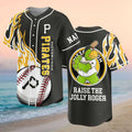 Custom Pittsburgh Pirates Parrot Mascot Flames Raise The Jolly Roger Baseball Jersey Pirates Merch - Merchluma