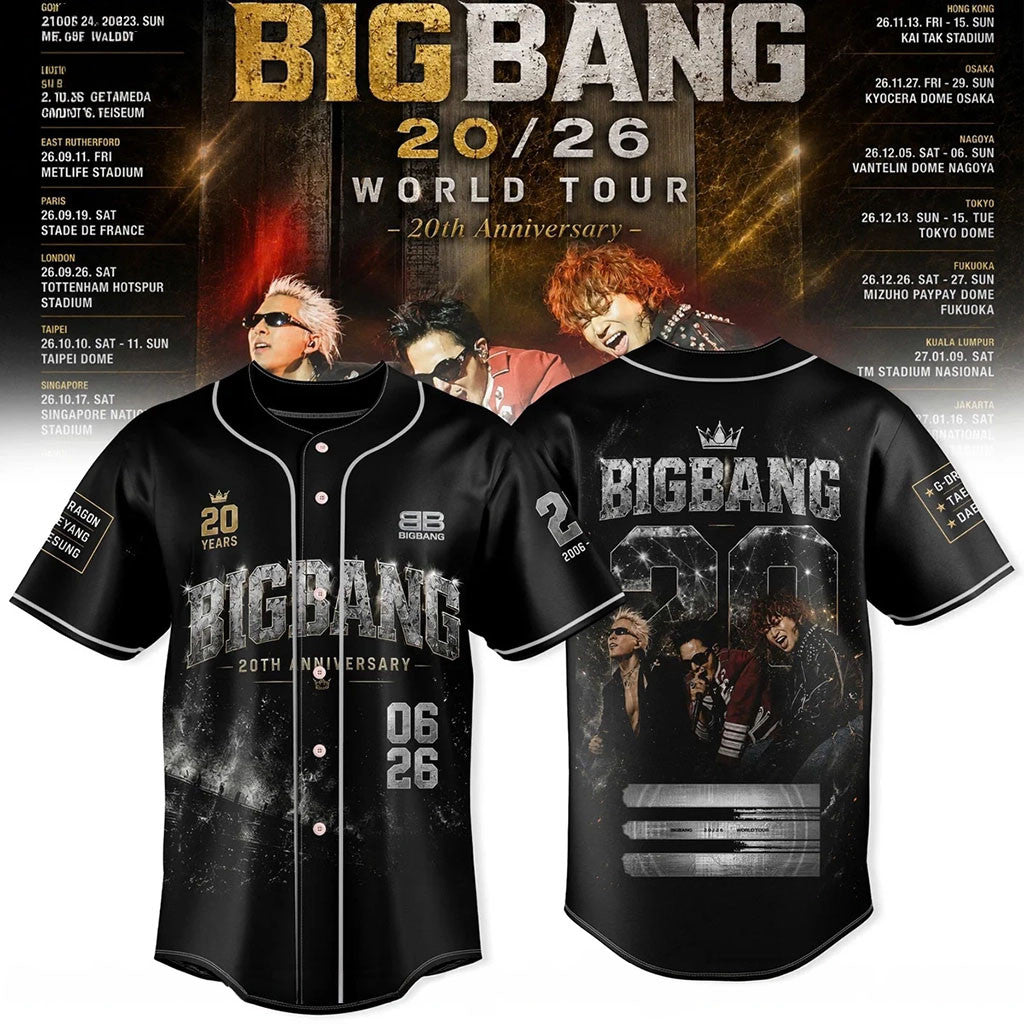 BigBang 20th Anniversary World Tour Baseball Jersey Big Bang Kpop Merch Best Gift For VIP - Merchluma