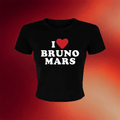 Bruno Mars Merch 2026 I Heart Bruno Mars Baby Tee Black Bruno Mars Shirt Gifts For Her - Merchluma
