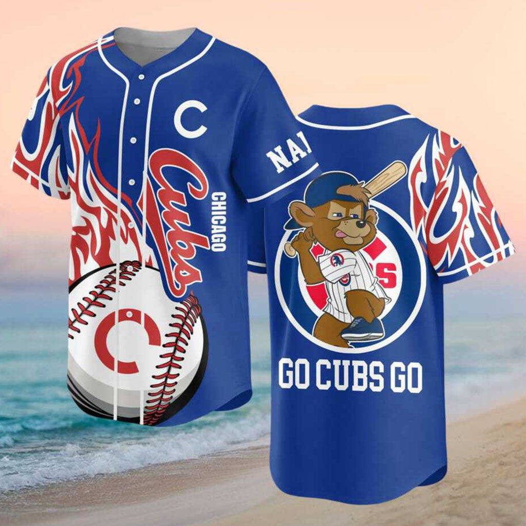 Custom Chicago Cubs Clark Bear Mascot Baseball Jersey Go Cubs Merch Gifts For Baseball Fans - Merchluma