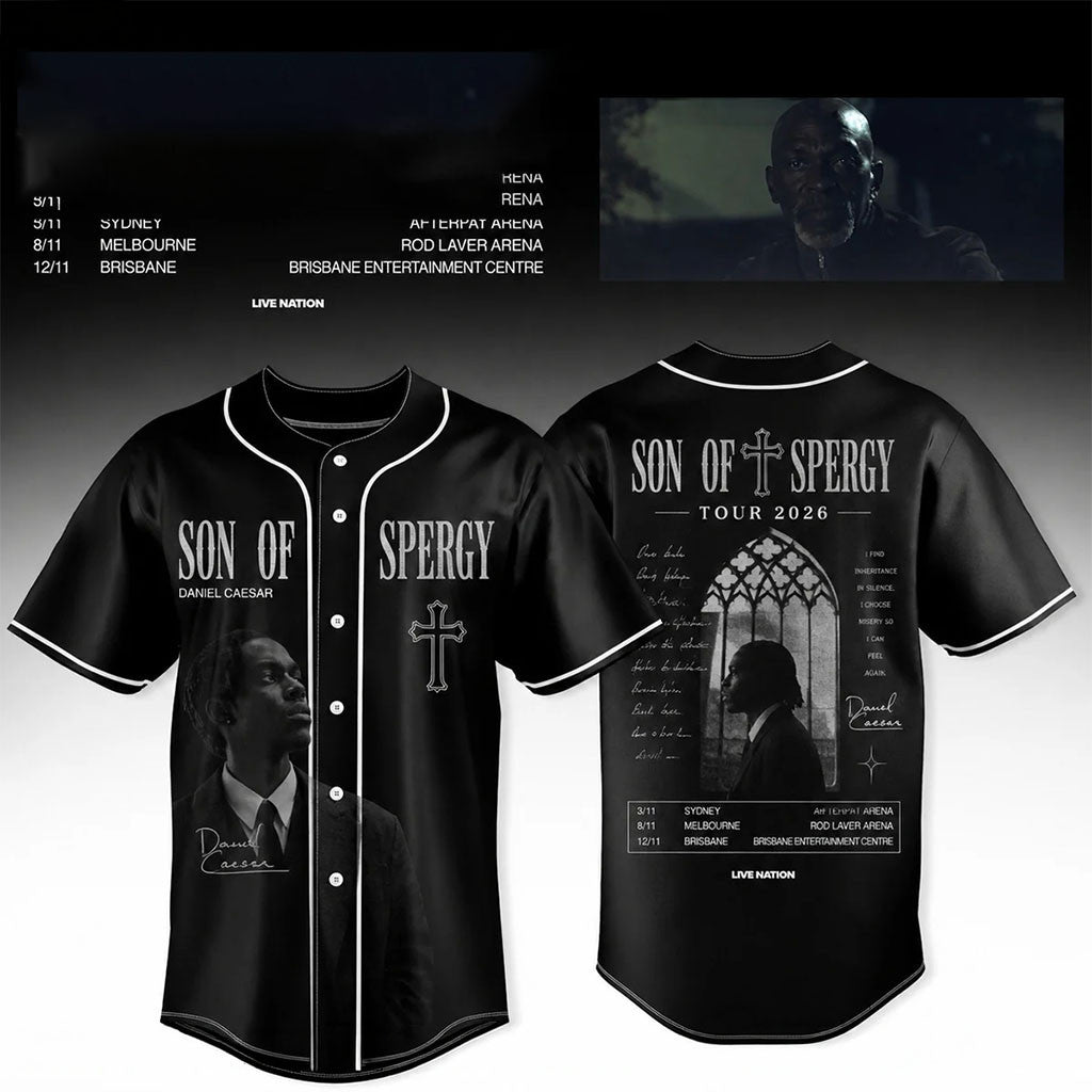 Daniel Caesar Son Of Spergy Tour 2026 Black Baseball Jersey Daniel Caesar Merch Music Fan Gifts - Merchluma