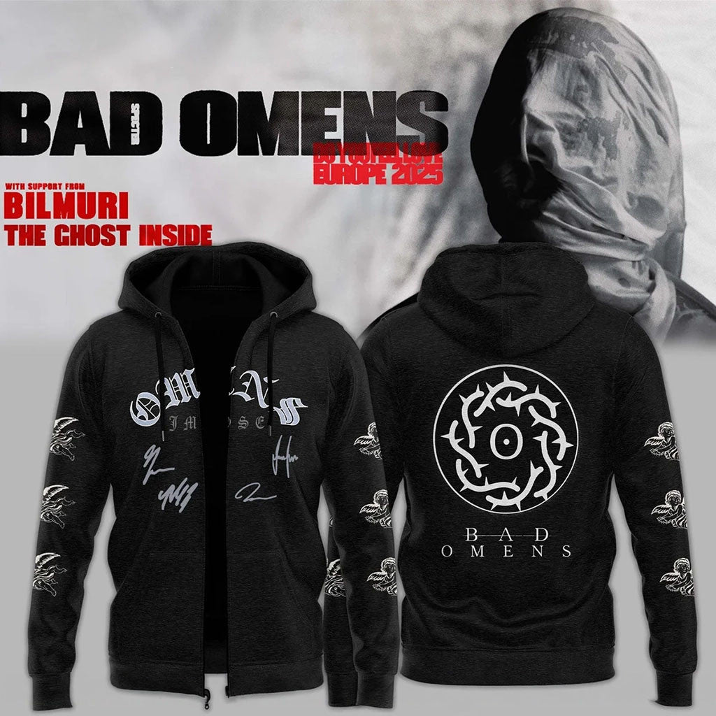 Bad Omens Merch 2026 Bad Omens Do You Feel Love Signed Zip Hoodie Cool Gift For Band Fans - Merchluma