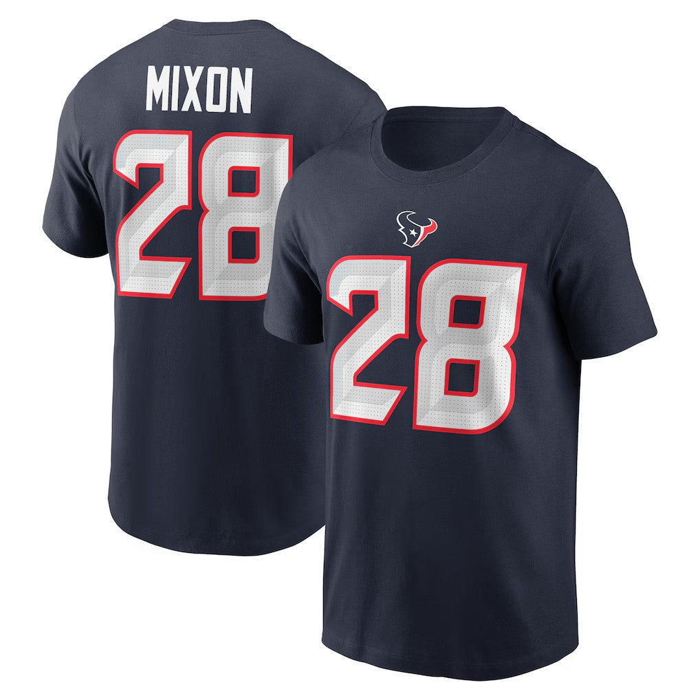 Joe Mixon T-Shirt Navy #28 Houston Texans Merch 2026 Game Day Outfits Gift For Football Fans - Merchluma