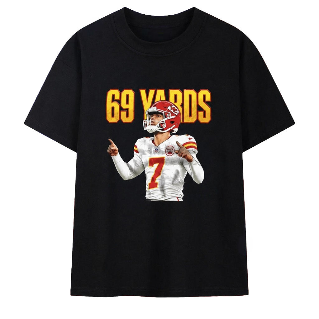 Harrison Butker 7 Kansas City Chiefs 69 Yard T-Shirt KC Chiefs Merch Gifts For Football Fan - Merchluma