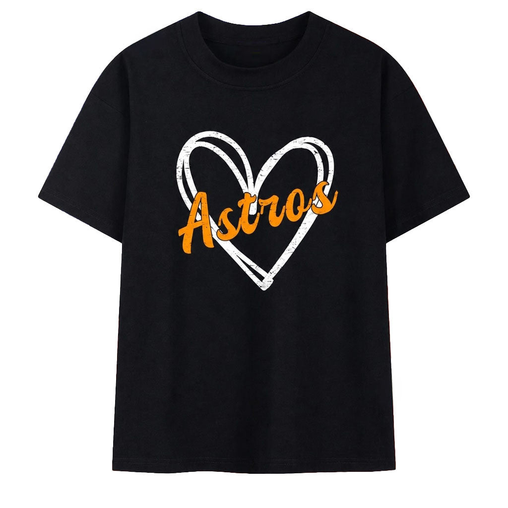 Houston Astros Heart Baseball T-Shirt Astros Merch Gifts For Baseball Fans - Merchluma