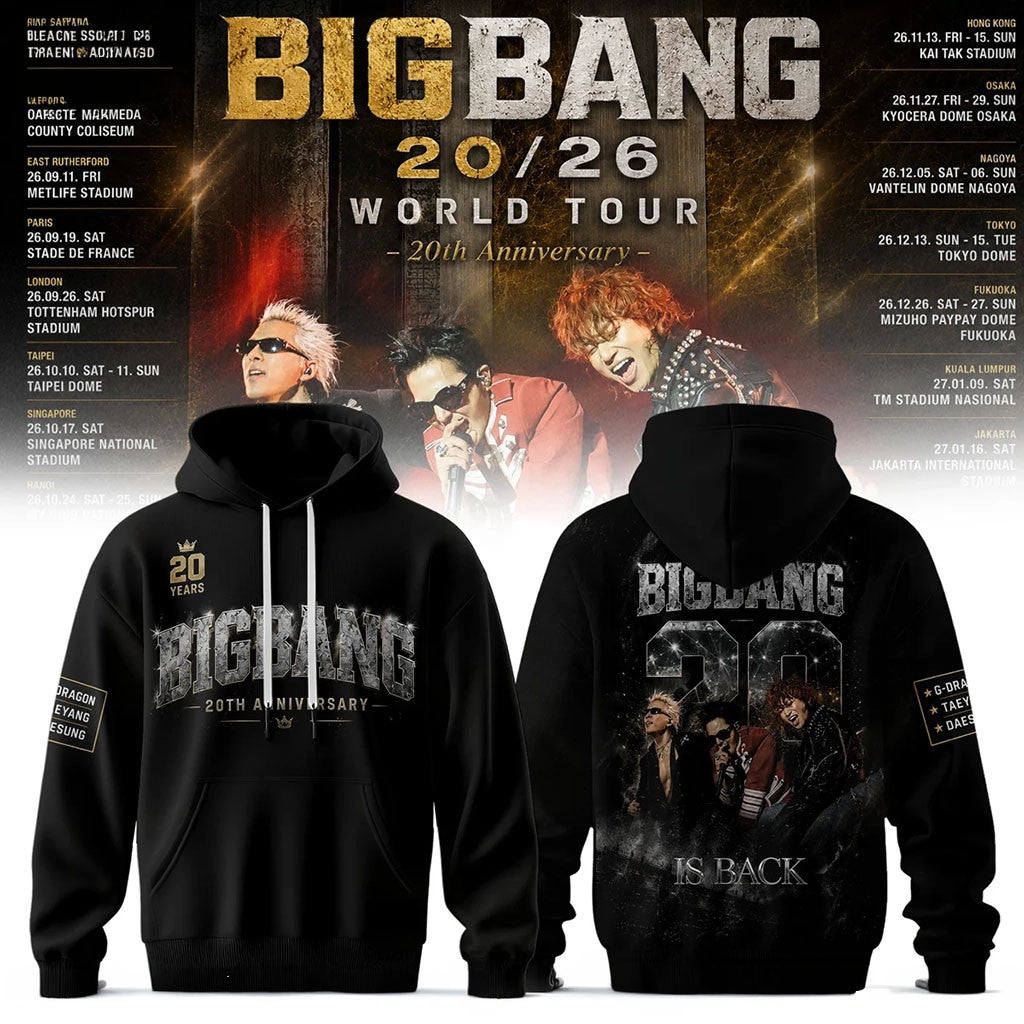 BigBang Merch 2026 BigBang 20th Anniversary World Tour Hoodie BigBang Is Back Clothing Gifts - Merchluma