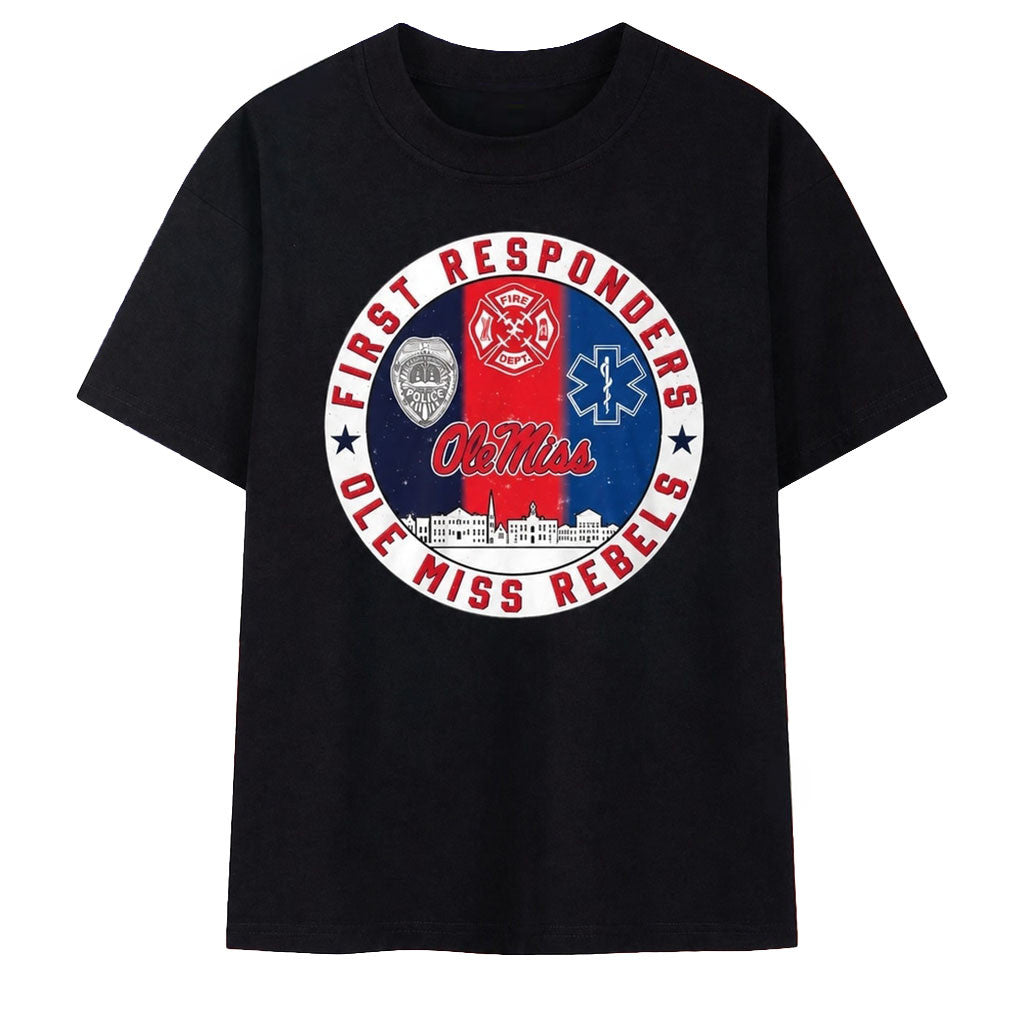 Ole Miss Rebels First Responders Police Fire EMS Tribute T-Shirt Rebels Merch Fans Gifts - Merchluma