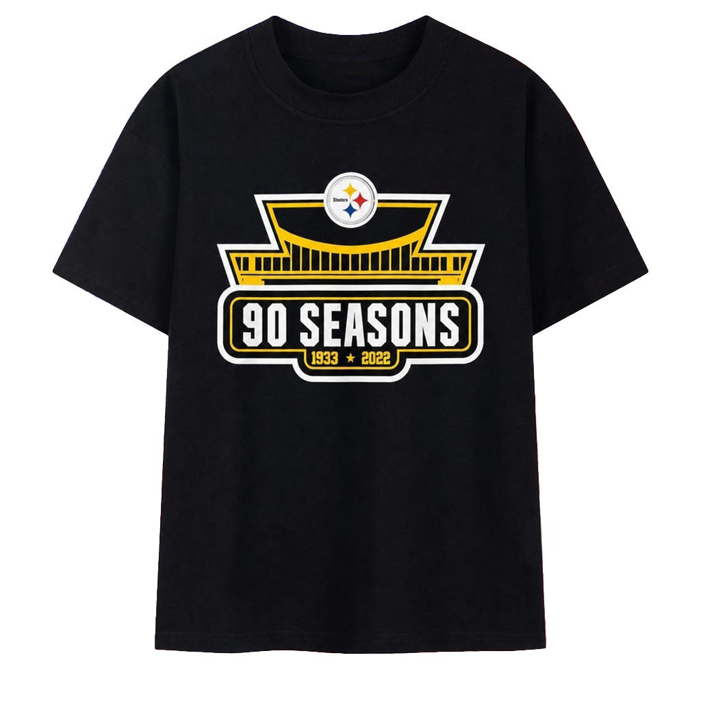 Pittsburgh Steelers 90 Seasons 1933-2022 T Shirt Steelers Merch Presents For Football Lovers - Merchluma