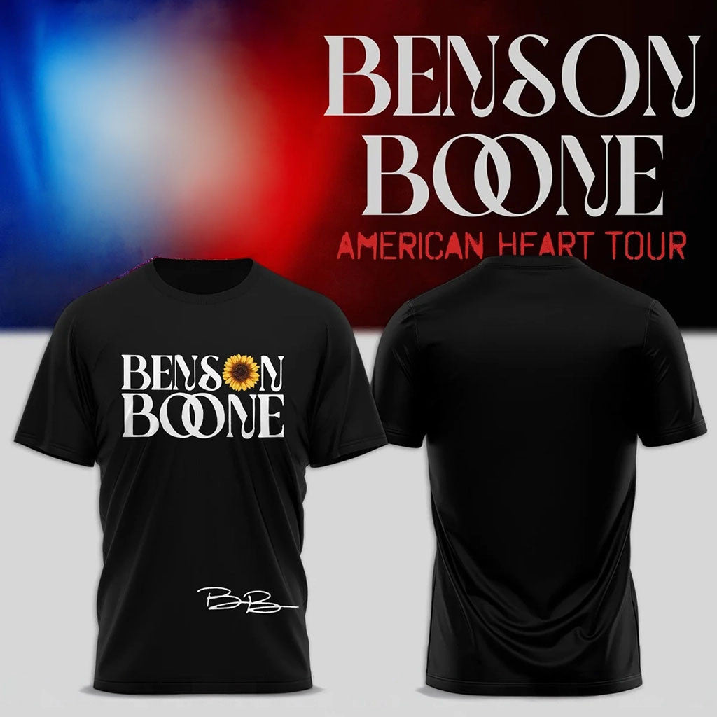 Benson Boone Merch 2026 American Heart Tour Signature T-Shirt Gift For Music Lovers - Merchluma