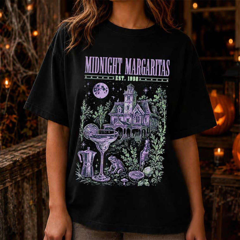 Midnight Margaritas Spooky Halloween Witch Practical Magic T-Shirt Gifts For Halloween - Merchluma