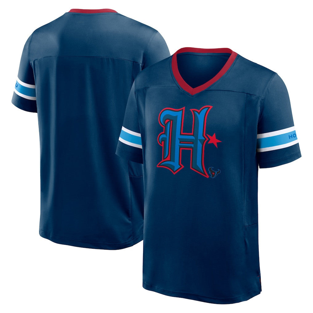Houston Texans Merch 2026 Houston Texans Fanatics Redzone Hashmark V-Neck Jersey Fan Gifts - Merchluma
