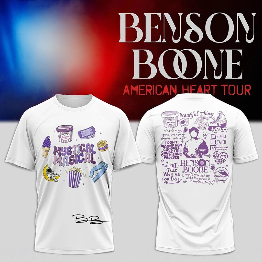 Benson Boone Merch 2026 Benson Boone American Heart Tour T-Shirt Mystical Magical Shirt Gifts - Merchluma