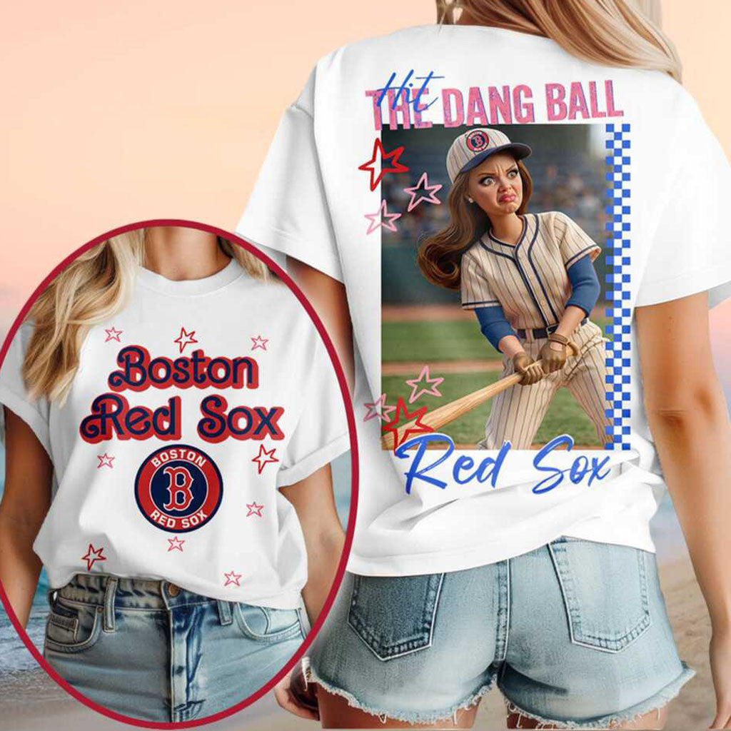 Boston Red Sox Barbie Hit The Dang Ball Shirt Red Sox Merch Gifts For Baseball Fans - Merchluma