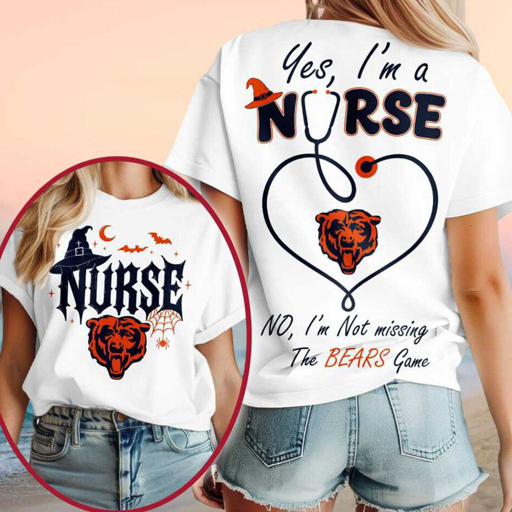Chicago Bears Yes I'm A Nurse Halloween Witch Hat Shirt Bears Merch Football Fan Gifts - Merchluma